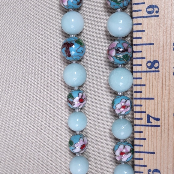 Cloisonne/Jade Graduated Bead Necklace - Picture 7 of 9